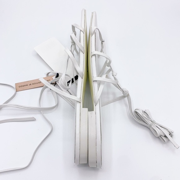 Mango White Square Toe Lace Up Sandals - Picture 6 of 6